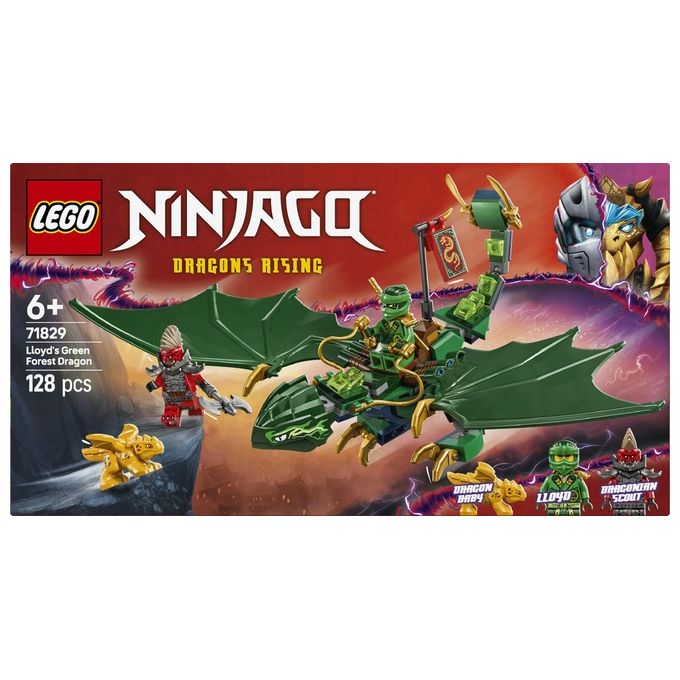 LEGO NINJAGO Drago della Foresta Verde di Lloyd - Figura Giocattolo Snodabile da Costruire Set con 2 Minifigure Armi e Cucciolo Dorato Giochi per Bambini e Bambine da 6 Anni Idea Regalo 71829
