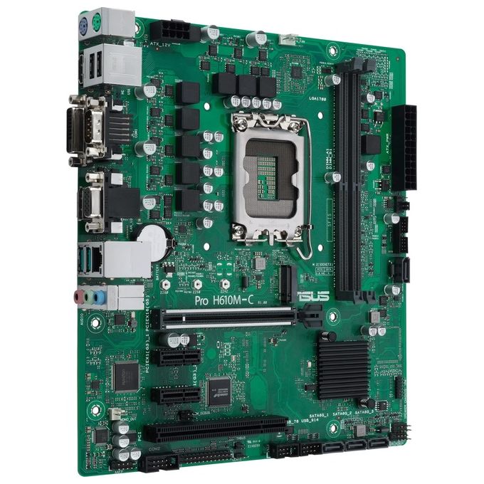 ASUS PRO H610M-C CSM Scheda Madre mATX, Intel H610, LGA1700, DDR5, PCI 5.0, LAN Intel 1Gb, Realtek 7.1 Surround, 1xM.2, 4xSATA 6GB-s, USB 3.2 Gen 2, ASUS Control Center Express, Nero