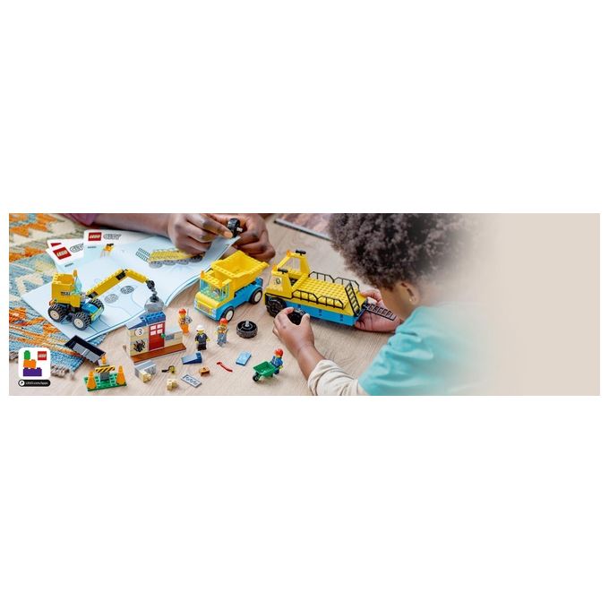 LEGO City 60391 Camion da Cantiere e Gru con Palla da Demolizione, Set con Veicoli Giocattolo, Giochi Educativi per Bambini 4+