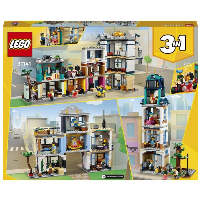 LEGO Creator 3in1 31141 Strada Principale, Grattacielo Art Déco o Strada del Mercato, Kit Modellismo per Costruzioni Creative