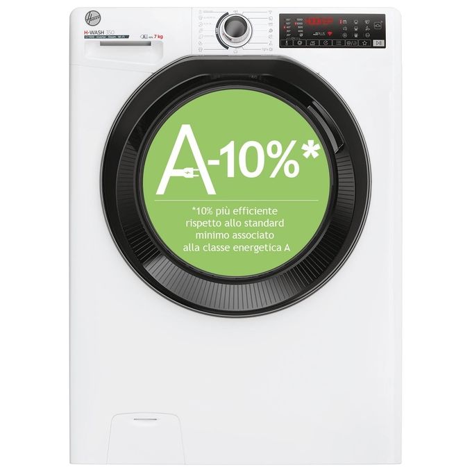 Hoover H3WPS4376TAMB6-S H-Wash 350 Lavatrice Slim 7 Kg 1300 rpm Classe A Inverter Vapore Wi-Fi (85x60x44 cm) colore Bianco