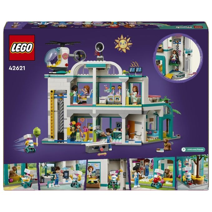 LEGO Friends 42621 Ospedale di Heartlake City, Giochi Educativi per Bambini di 7+ con Elicottero Giocattolo e 5 Mini Bamboline