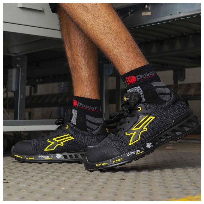 U-Power Scarpe Frank Nero Giallo Basse Numero 44 S1P