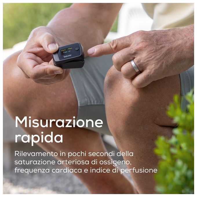 Beurer PO 45 Pulsossimetro per il Monitoraggio della Saturazione di Ossigeno nel Sangue del Battito Cardiaco e Indice di Perfusione