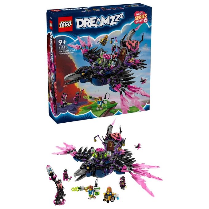 Lego Dreamzzz 2 in 1 Corvo di Mezzanotte della Mai-Strega, Giocattolo d'Avventura Trasformabile in Casa o Ragno, con 6 Personaggi