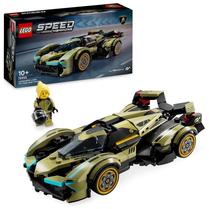LEGO Speed Champions Super Car Lamborghini Lambo V12 Vision GT Macchina Giocattolo per Bambini da 10 Anni Modellino di Auto da Costruire con Minifigure del Pilota Idea Regalo da Collezione 76923