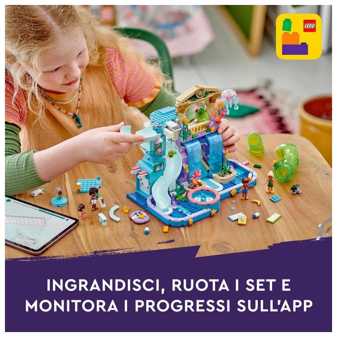 LEGO 42630 Friends Parco Acquatico di Heartlake City Giochi Creativi per Bambine e Bambini da 8 Anni in su da Costruire con Scivoli per l'Acqua 4 Personaggi e Accessori Idee Regalo di Compleanno