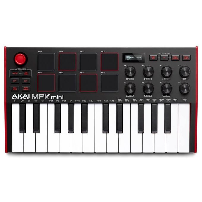 Akai Professional Mpk Mini Mk3 Tastiera Midi Controller Usb a 25 Note con 8 Drum Pad Retroilluminati