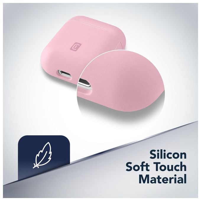 Cellular Line Bounce per AirPods 1and2 Custodia per AirPods in silicone soft-touch con gancio Rosa