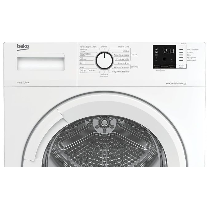 BEKO DRX923W Asciugatrice a Pompa di Calore Classe A++ Capacita di Carico 9 Kg EcoGentle Cestello AquaWave