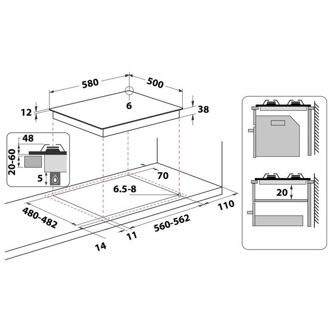 Indesit PAA 642 IX-I WE1 Piano Cottura Acciaio Inossidabile da Incasso 58cm a Gas 4 Fornelli