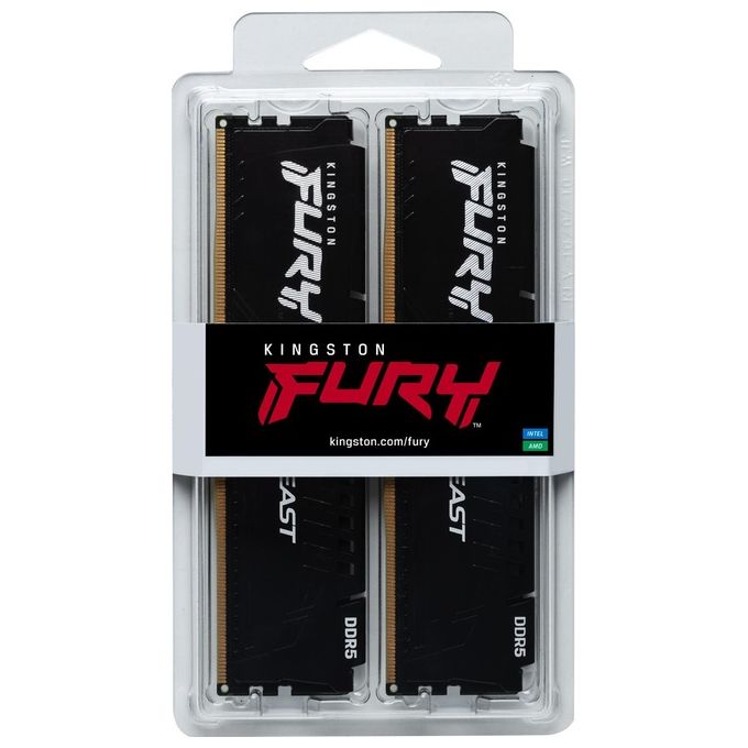 Kingston FURY Beast Black EXPO DDR5 16GB (2x8GB) 6000MT-s DDR5 CL36 DIMM Memoria Gaming per Computer Fissi Kit da 2 - KF560C36BBEK2-16 Nero 16GB Kit da 2 6000MT-s (AMD EXPO Certified)