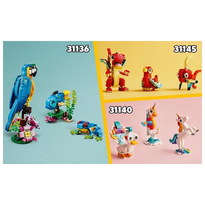 LEGO Creator 31145 3in1 Drago Rosso, Giochi per Bambini di 6+ Anni, Action Figure Ricostruibile in Pesce e Fenice Giocattolo