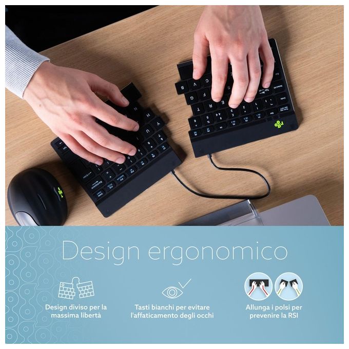R-Go Tools Tastiera Ergonomica Split It Nero
