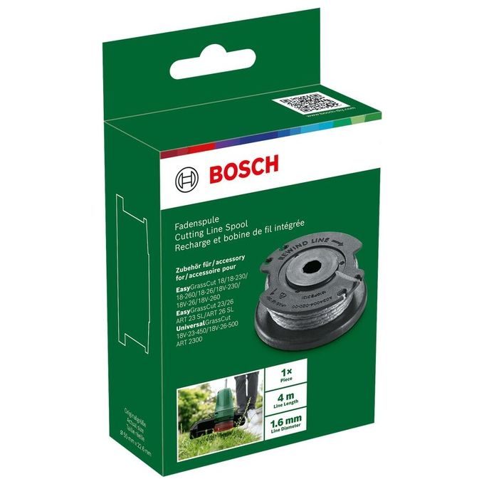 Bosch F016800569 EasyGrassCut Bobina Filo da Taglio di Ricambio 4 m 1,6 mm per Tagliabordi a Batteria