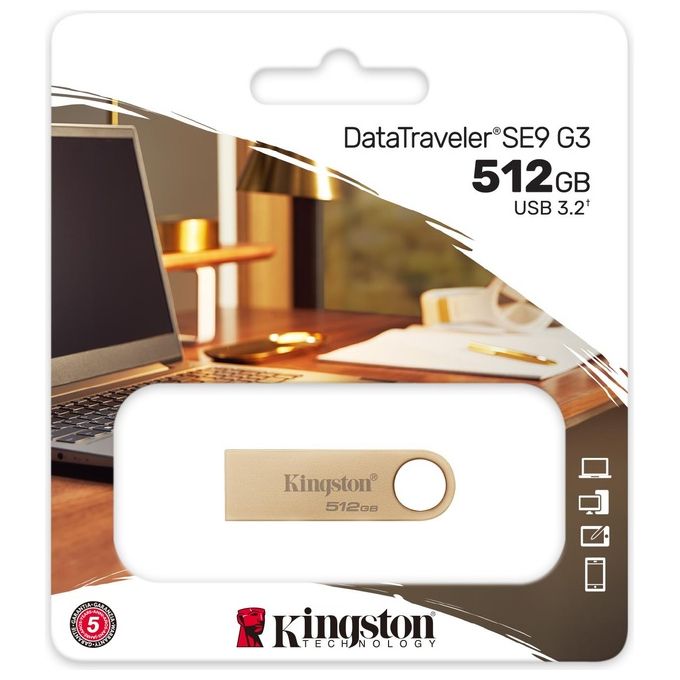 Kingston Technology DataTraveler 512Gb 220MB-s Drive USB 3.2 Gen 1 in Metallo SE9 G3