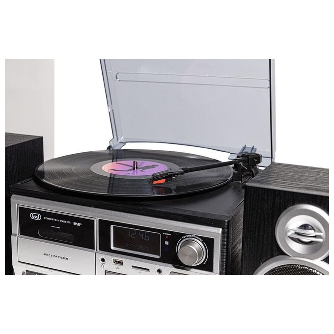 Trevi - Sistema Stereo Giradischi con Ricevitore Digitale DAB-DAB+ Bluetooth Encoding lettura di dischi in vinile a 33, 45 e 78 giri con connessione wireless senza fili Bluetooth