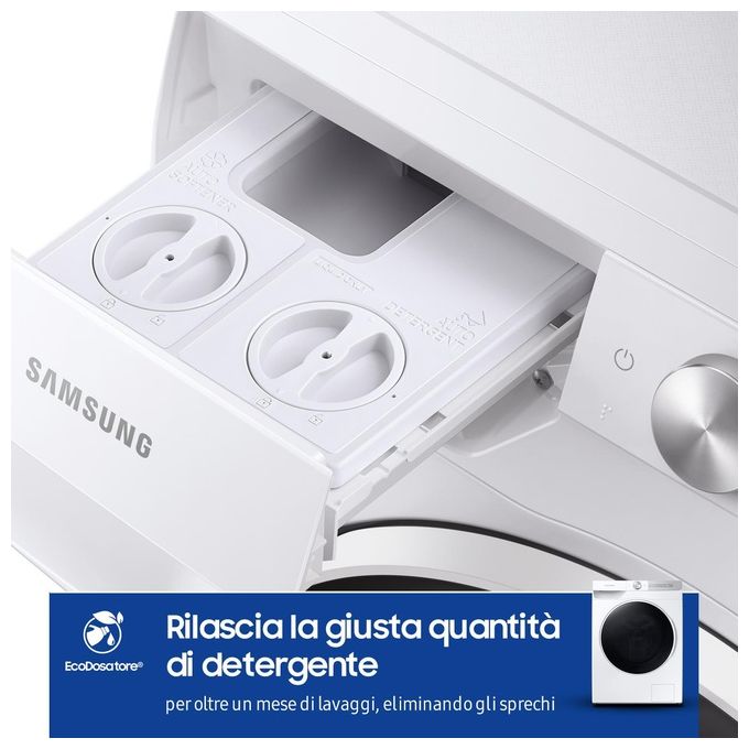Samsung WW90T734DWH Lavatrice Carica Frontale AI Control UltraWash Classe energetica A Capacita' di carico 9 Kg Centrifuga 1400 giri Motore Digital Inverter Vapore Igenizzante Ecodosatore Ecolavaggio