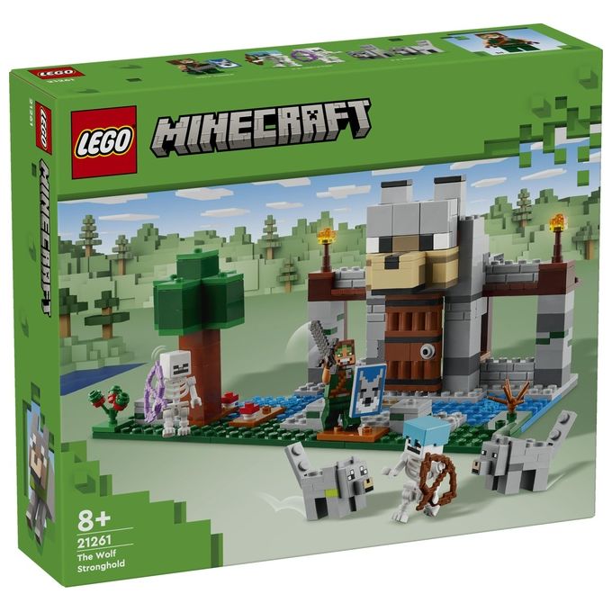 LEGO Minecraft Il Castello del Lupo Giocattolo da Costruire con il Personaggio del Domatore 2 Animali e 2 Scheletri con Armi Giochi di Ruolo per Bambini e Bambine da 8 Anni in su Idea Regalo 21261