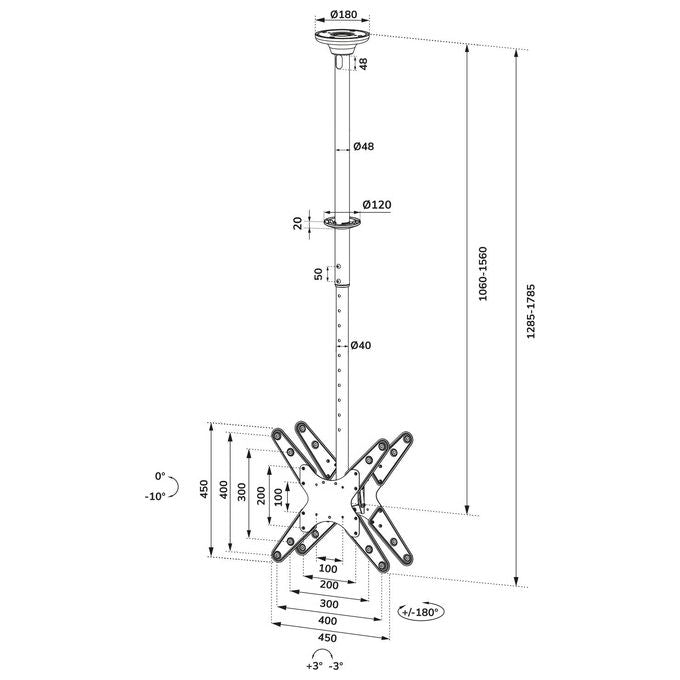 Neomounts by Newstar Supporto da Soffitto per Tv-Monitor