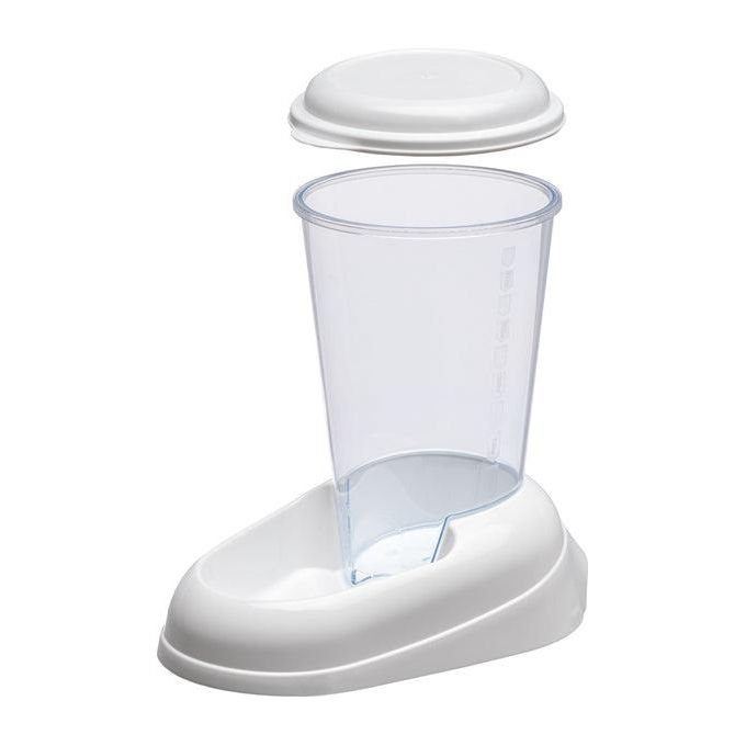 Ferplast Distributore d'acqua per cani e gatti NADIR Beverino 3 Litri per animali cani taglia piccola e media, Serbatoio trasparente con coperchio, Robusta plastica, Fondo antiscivolo, 29,2 x 20,2 x h 28,8 cm Bianco