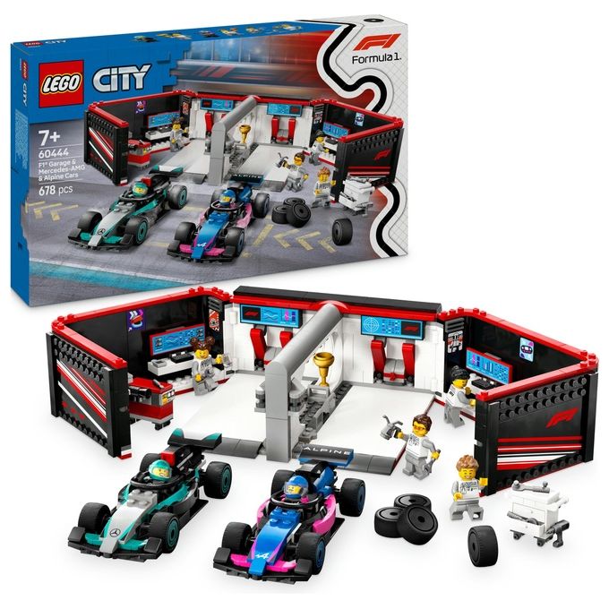 LEGO City Formula 1 Garage con monoposto Mercedes-AMG e Alpine F1 60444