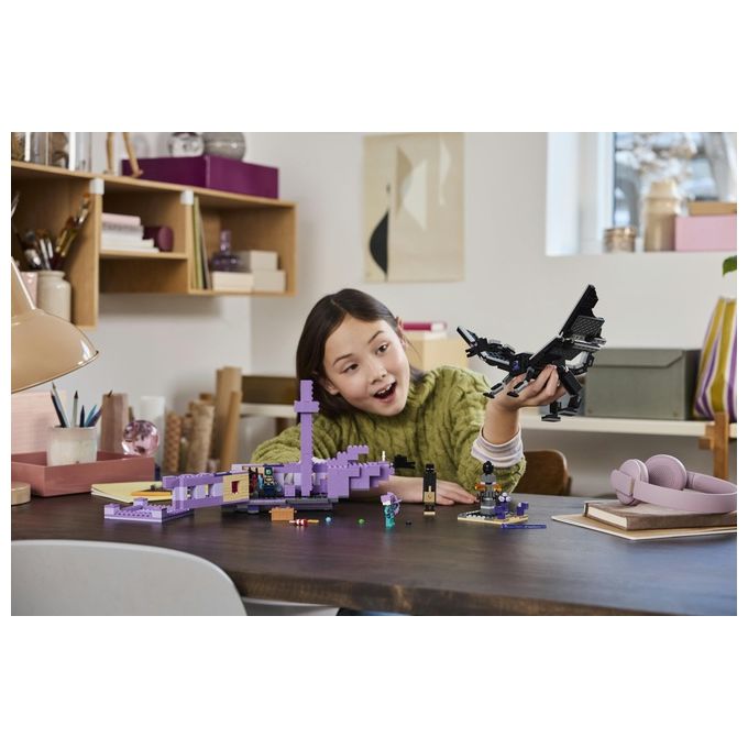 LEGO Minecraft L'Enderdrago e la Nave dell'End Giocattolo del Bioma con Drago Personaggi Mob e Accessori Giochi d'Avventura per Bambini e Bambine da 8 Anni Idea Regalo Fan del Videogioco 21264