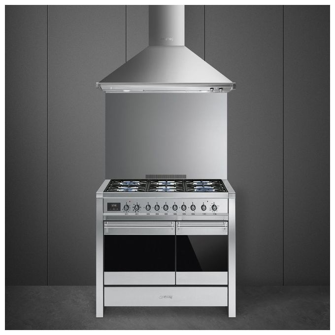 Smeg A2-81 Estetica Classica Cucina a Gas con 2 Forni Elettrici 6 Fuochi Classe energetica A 100x60 cm Acciaio Inox