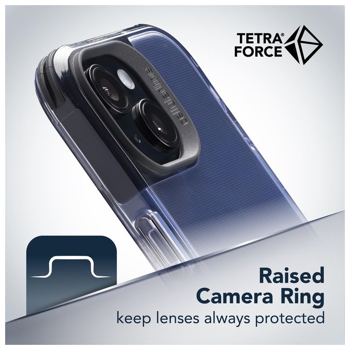 Cellular Line Tetra Force Strong Guard per iPhone 14 Custodia Flessibile Ultra-Protettiva Anti-Shock con Tecnologia Antibatterica Microban Integrata Nero