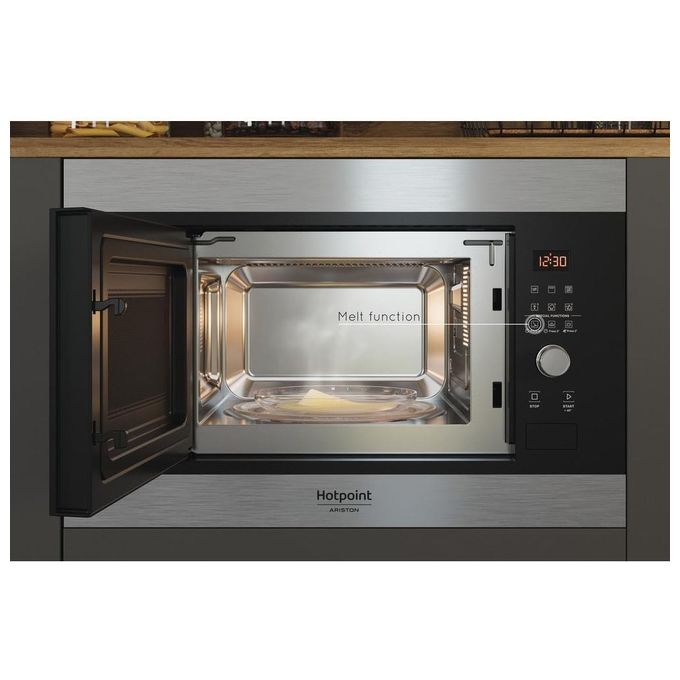 Hotpoint MF20G IX HA Microonde con Grill Capacita' 20 Litri Potenza 800W Apertura con pulsante a bandiera Auto Cook Scongelamento Nero-Acciaio Inox