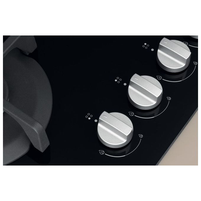 Indesit ING 61T-BK Piano Cottura a Gas 4 Zone Griglie	in Ghisa 59 cm Nero