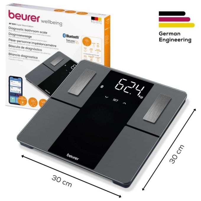 Beurer BF 500 BT Super Black Edition Bilancia Diagnostica Elegante con Funzione Bluetooth