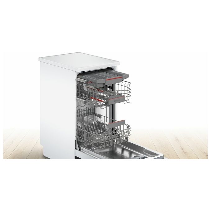 Bosch SPS4EMI24E Serie 4 - Lavastoviglie slim a libera installazione 10 coperti, Classe C, Home Connect, EfficientDry, AquaStop, (84,5x45x60 cm), Inox