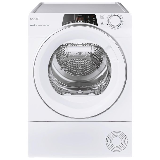Candy RapidÓ ROE H8A3TSEX-S Asciugatrice a pompa di calore 8Kg Classe A+++ motore Inverter Easy case Kilo detector programma lana controllo remoto bianco  596x611x850