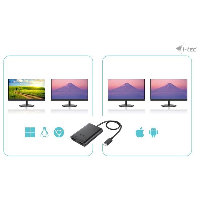 I-Tec USB-C Dual 4K-60Hz HDMI Video Adapter
