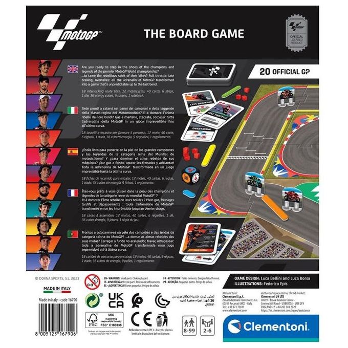 Clementoni Moto GP Giochi da Tavolo per Appassionati di Motociclismo per Strategia e Divertimento