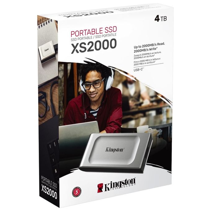 Kingston XS2000 SSD 4Tb Esterno Portatile USB 3.2 Gen 2x2 USB-C Connettore