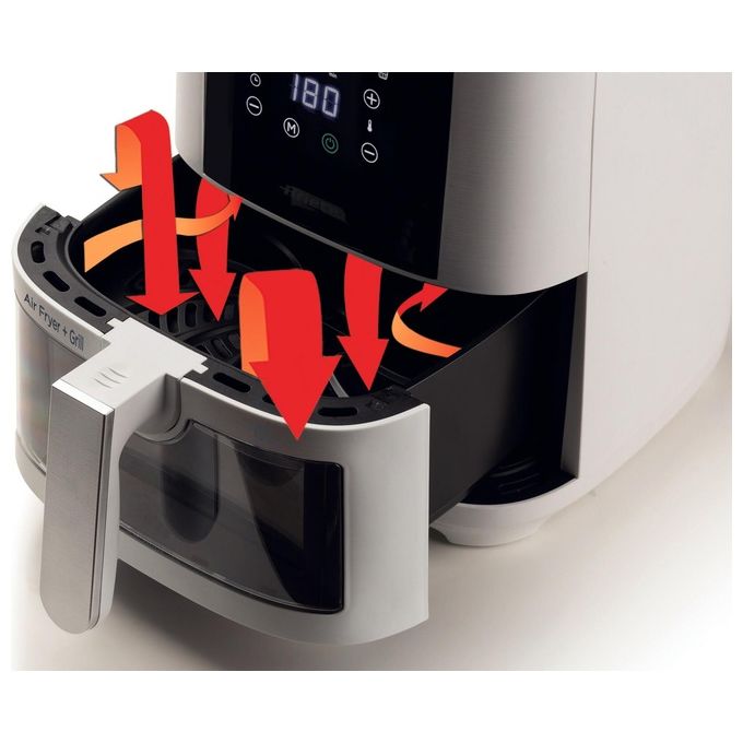 Ariete 4626 Air Fryer - Friggitrice ad aria 6 Lt 1300 W 8 programmi preimpostati display touch digitale tecnologia Hot Air Bianco