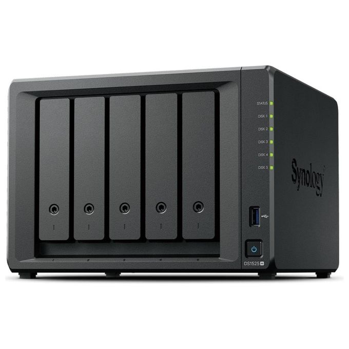 Synology nas Synology Ds1525 x 5hd 3.5''-2.5''sata-ssd-no Hd-amd Ryzen V1500b-8gb ddr4 ecc Sodimm-2p lan Rj-45 2.5gbe 2p Usb3.2 gen