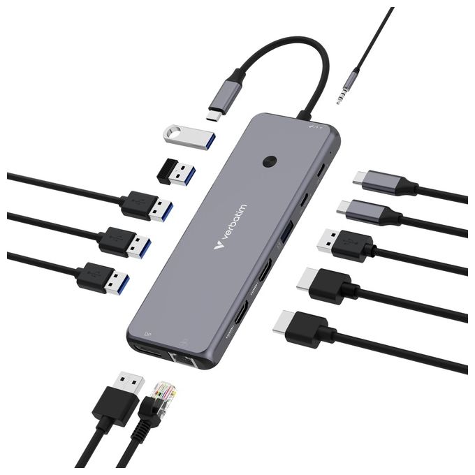 Verbatim CMH-13 Multiport Hub 13 Porte Usb Tipo-c 10000 Mbit-s Argento