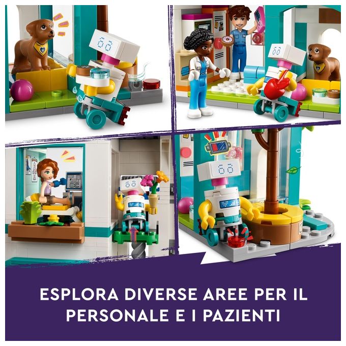 LEGO Friends 42621 Ospedale di Heartlake City, Giochi Educativi per Bambini di 7+ con Elicottero Giocattolo e 5 Mini Bamboline