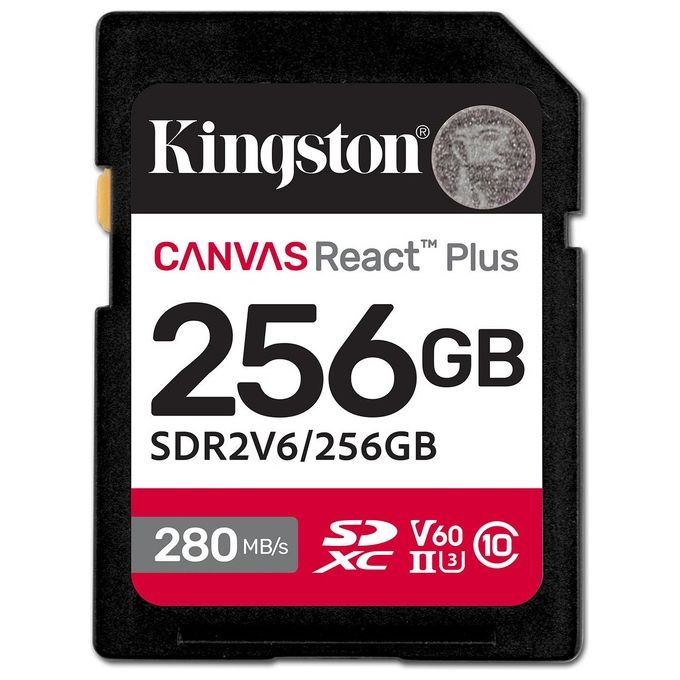 Kingston Technology 256Gb Canvas React Plus SDXC UHS-II 280R-150W U3 V60 for Full HD-4K