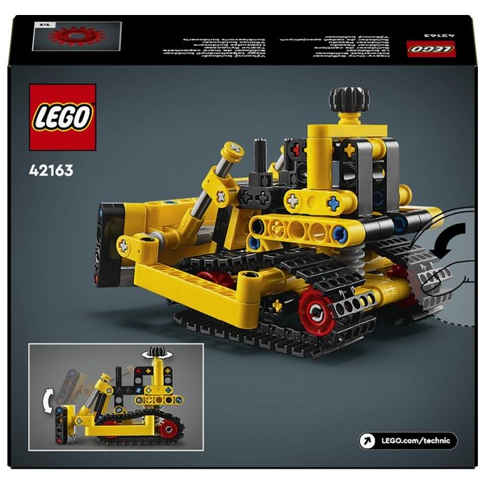 LEGO Technic 42163 Bulldozer da Cantiere, Giochi per Bambini e Bambine di 7+ Anni, Regalo per Amanti dei Veicoli Giocattolo