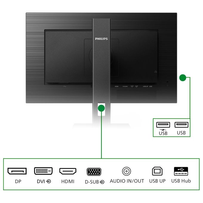 Philips Monitor 27'' LED IPS B-Line 272B1G - 00 1920x1080 Full HD Tempo di Risposta 4 ms