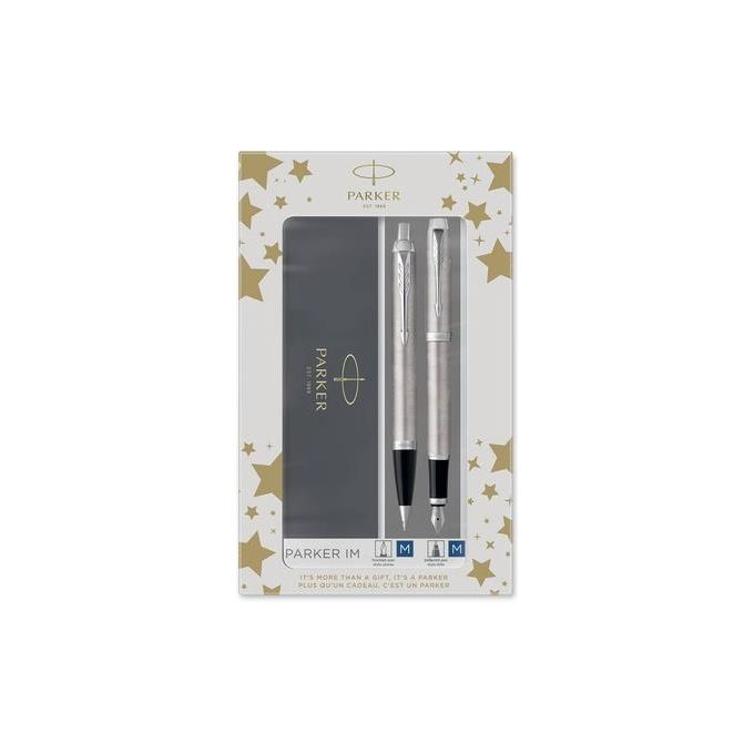 Parker Im Ct Stainless Set Regalo con Penna a Sfera e Penna Stilografica