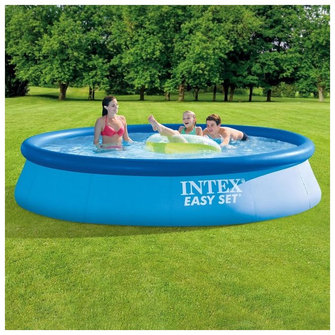 Intex Piscina Fuori Terra Easy Set 457x84 cm Rotonda Azzurra PVC Triplo Strato