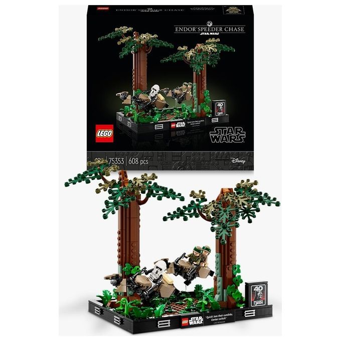LEGO Star Wars 75353 Diorama Inseguimento con lo Speeder su Endor con Luke Skywalker e Principessa Leia, Il Ritorno dello Jedi