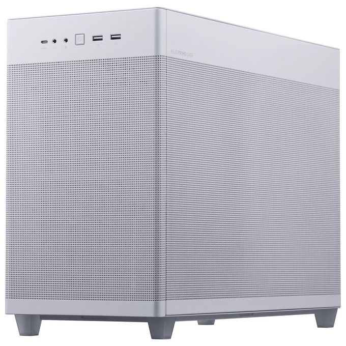 ASUS Prime AP201, case MicroATX, 33 litri, pannelli laterali tool-free e una mesh quasi filtrante, supporto per dissipatori da 360mm, schede grafiche lunghe fino a 338 mm e PSU ATX standard. Bianco