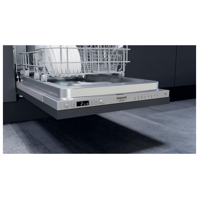 Hotpoint HSIC 3T127 C Lavastoviglie Slim da incasso a Scomparsa Totale 10 Coperti Classe Energetica E 9 programmi Terzo cesto Cesti Flexiload Dual Wash 44.8cm Argento