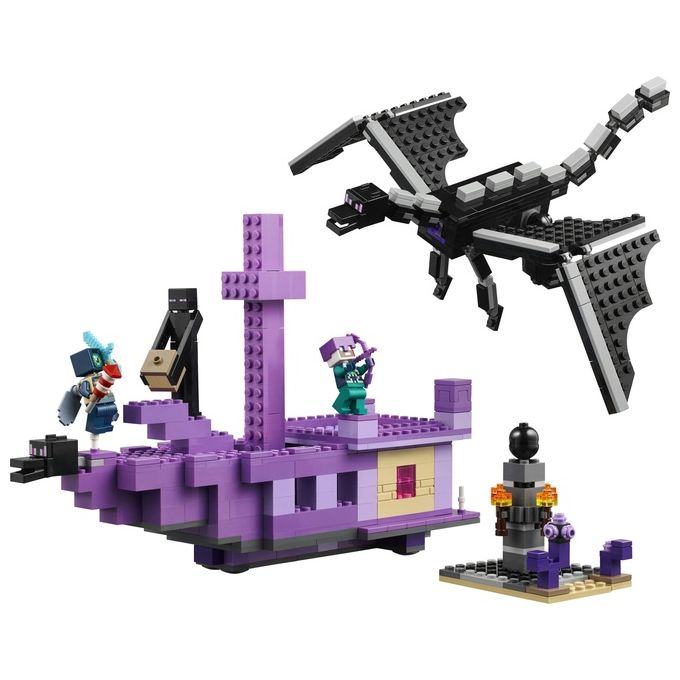 LEGO Minecraft L'Enderdrago e la Nave dell'End Giocattolo del Bioma con Drago Personaggi Mob e Accessori Giochi d'Avventura per Bambini e Bambine da 8 Anni Idea Regalo Fan del Videogioco 21264